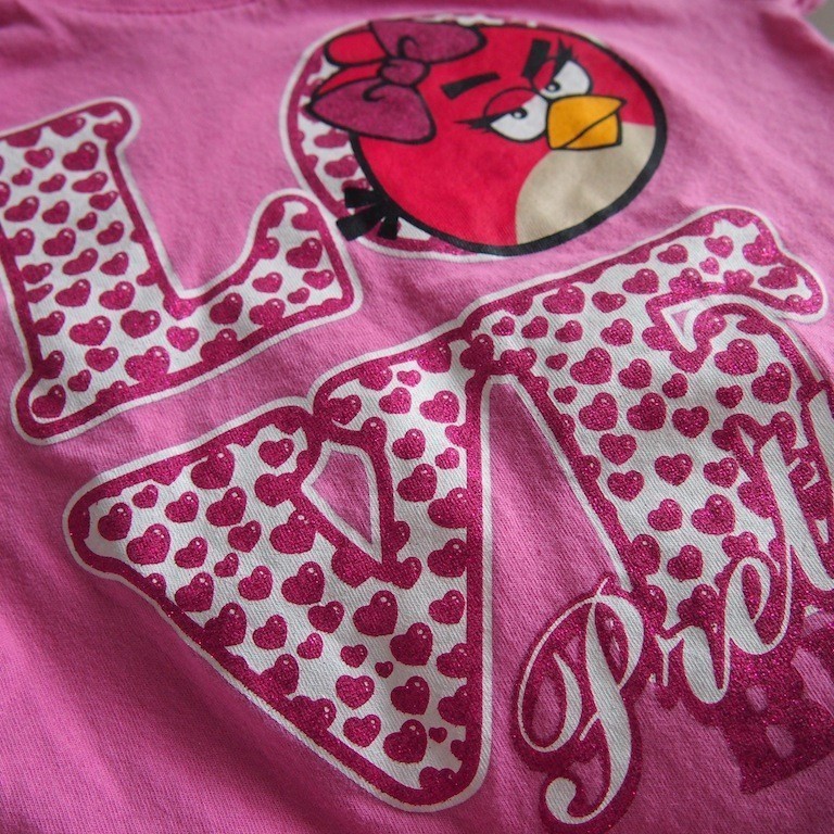 Blogikirppis Pinkki Angry Birds t-paita koko 98
