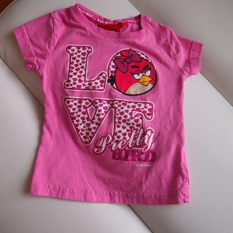 Blogikirppis Pinkki Angry Birds t-paita koko 98