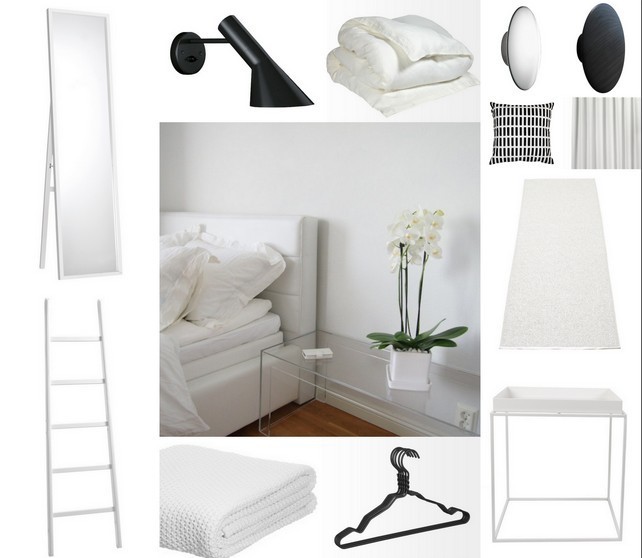 Makuuhuoneen sisustusideat mustavalkoinen värimaailma ja skandinaavista designia - Omakotivalkoinen