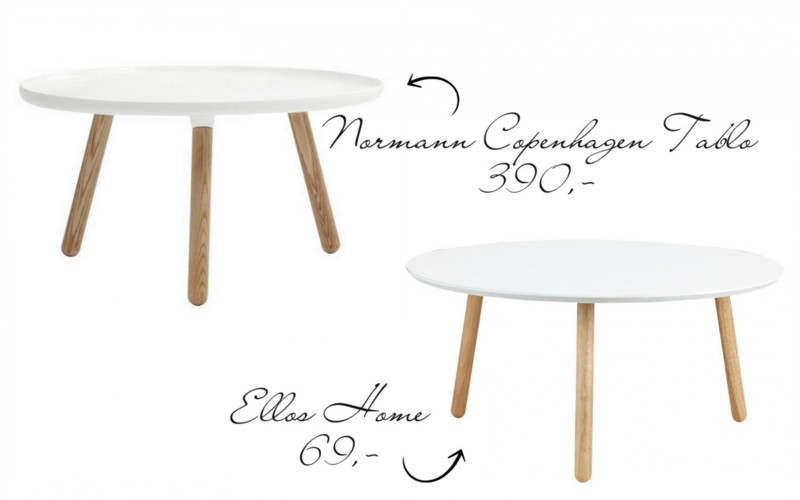 Pihistä tai panosta designkopiot - Normann Copenhagen Tablo pöytä ja Ellos home pöytä