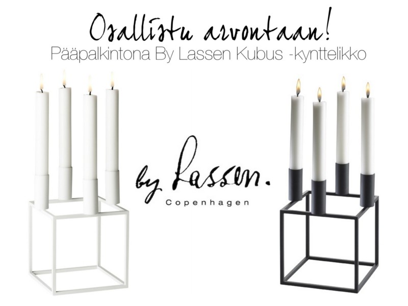 Omakotivalkoinen blogiarvonta By Lassen Kubus kynttelikkö ja 4kpl The White Company tuoksukynttilä