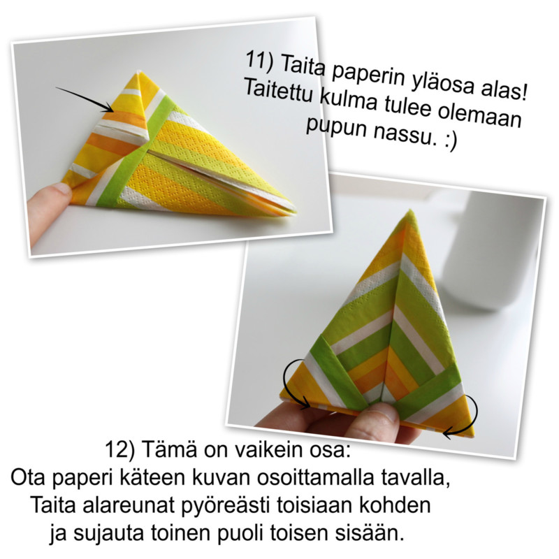 DIY pupuservetit - Näin taittelet lautasliinat pupun muotoon - Sisustusblogi Omakotivalkoinen