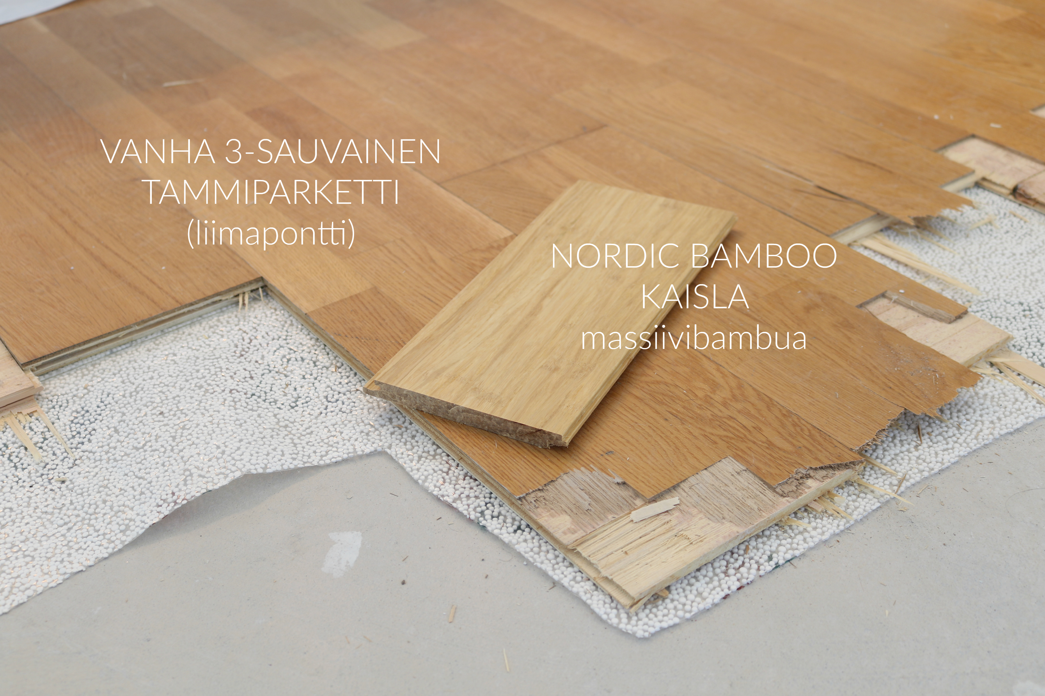 Nordic Bamboo bambulattia remontin vaiheet - Omakotivalkoinen