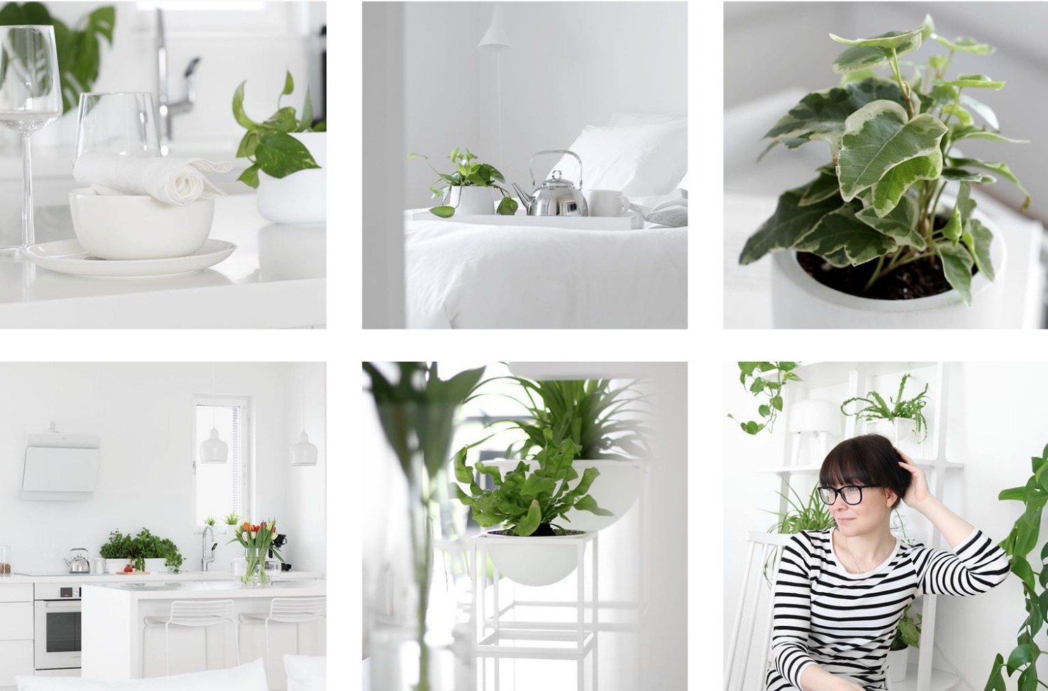 Omakotivalkoinen minimalistinen sisustus valkoinen koti huonekasvit