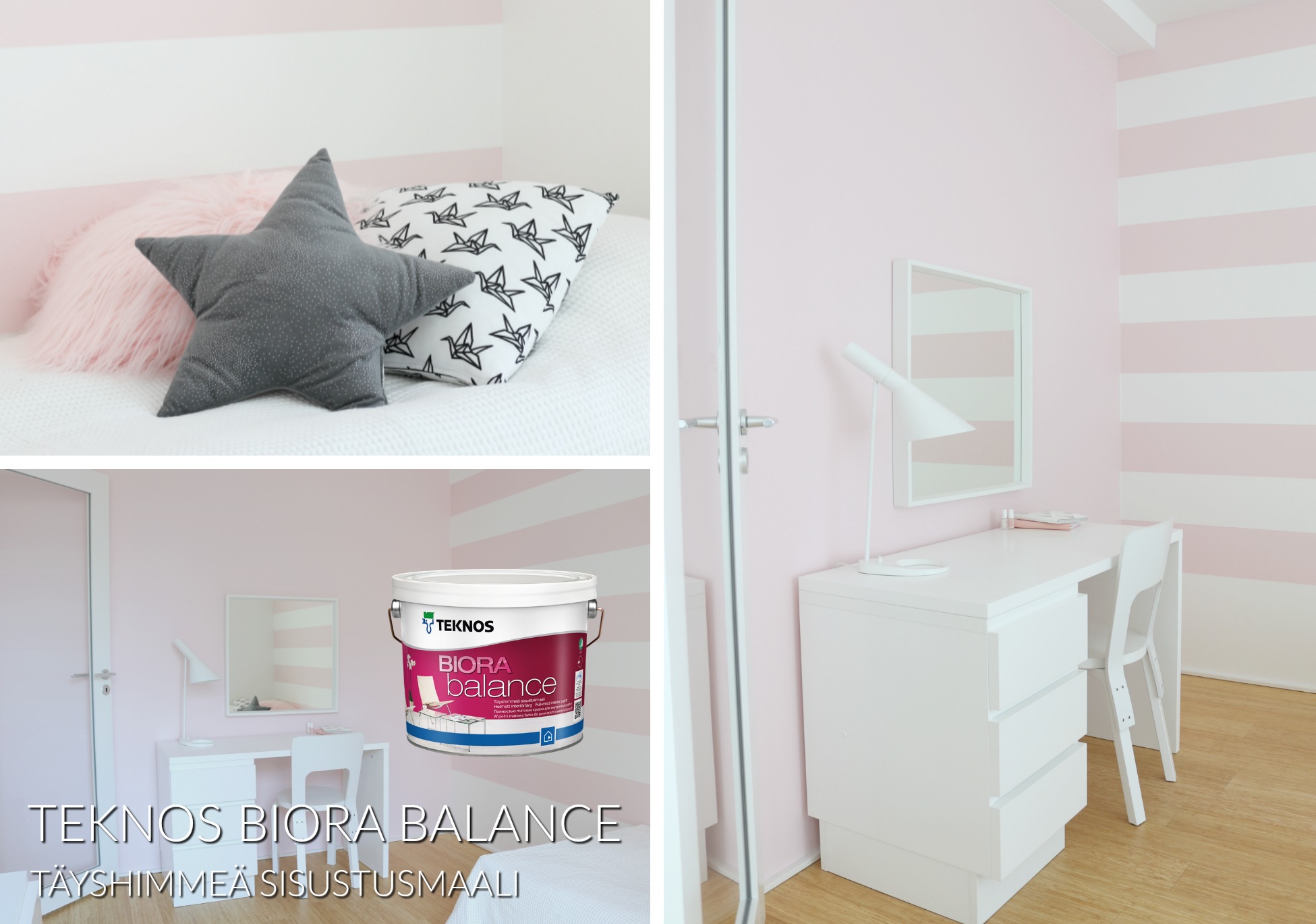 TEKNOS SISUSTUSVÄRIPALETTI LASTENHUONEEN MUUTOS SISUSTUSMAALIT OMAKOTIVALKOINEN