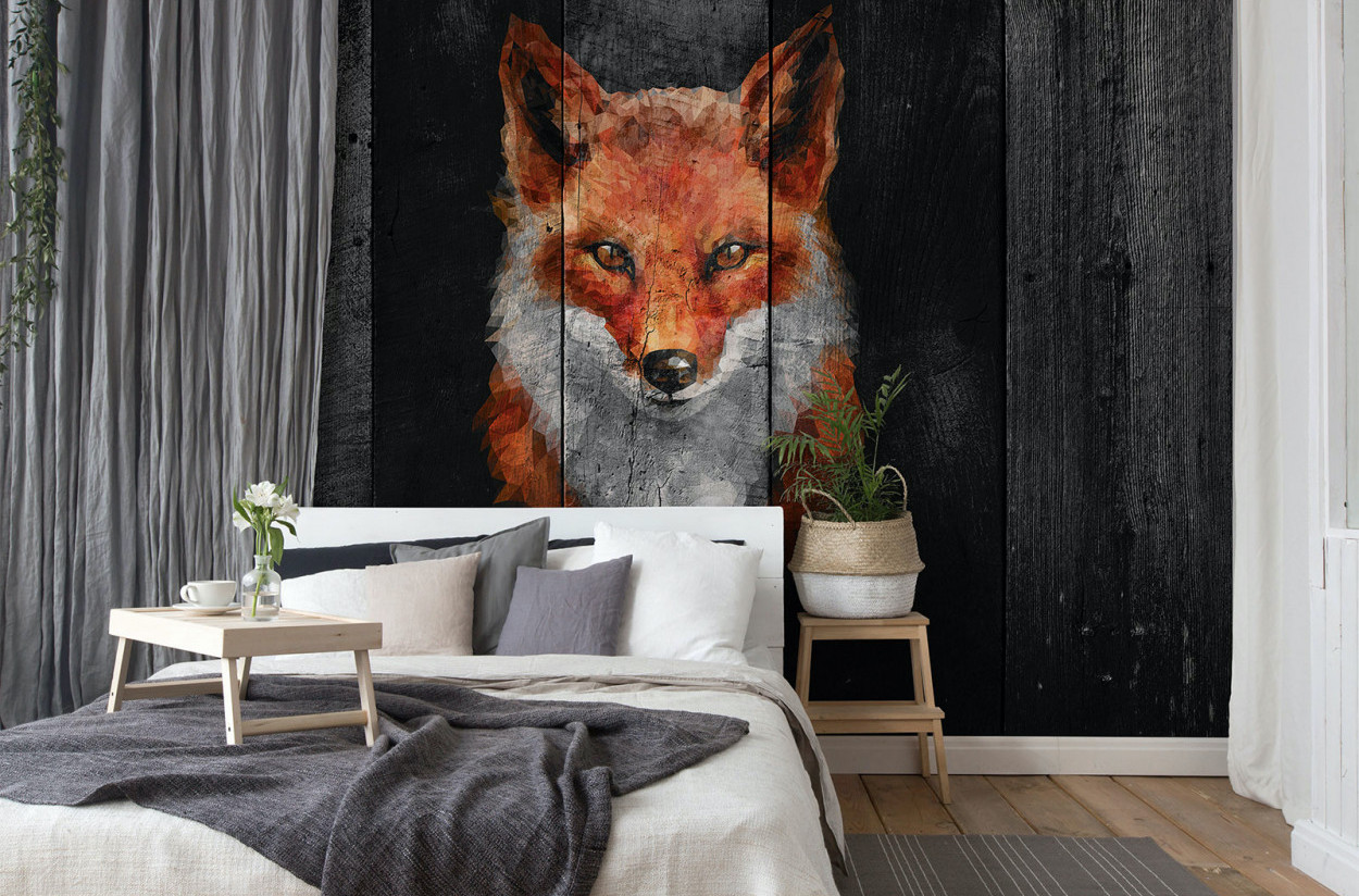 BRICOLOR valokuvatapetti makuuhuoneeseen Creation Atelier Polygon Fox