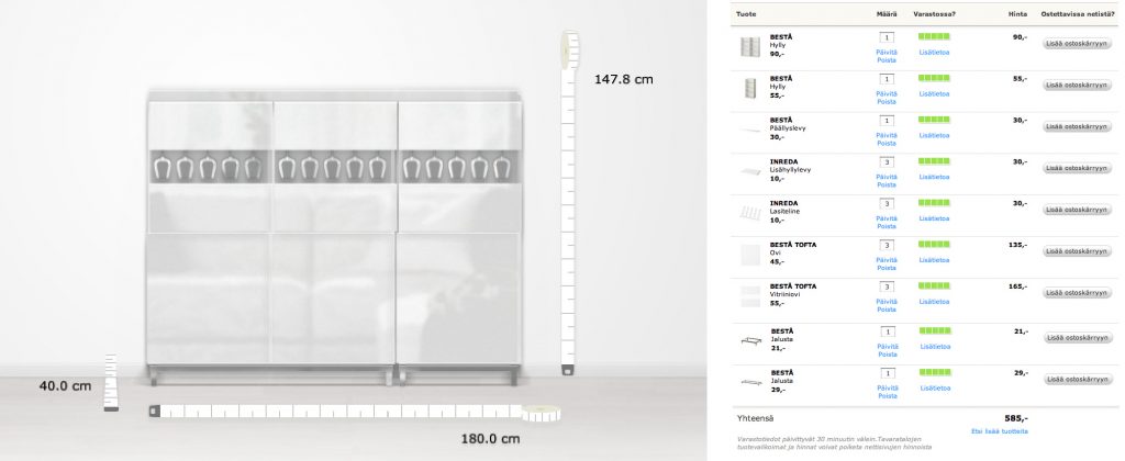 Sisustuksen suunnittelu lukijalle - Ruokailutilan sisustusideat IKEA Bestå astiakaappi Omakotivalkoinen